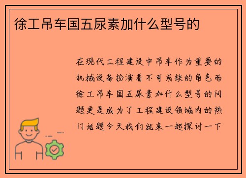 徐工吊车国五尿素加什么型号的