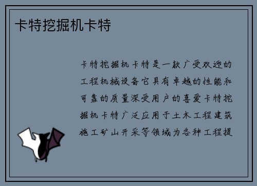 卡特挖掘机卡特