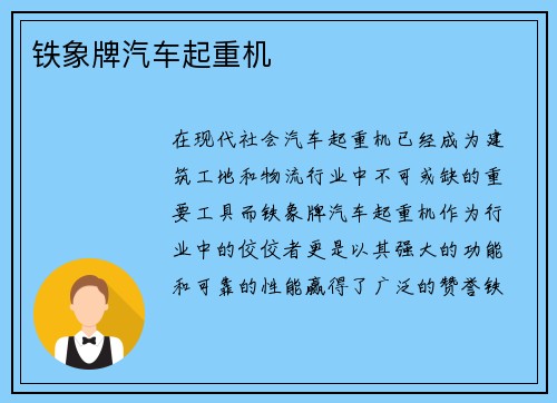 铁象牌汽车起重机